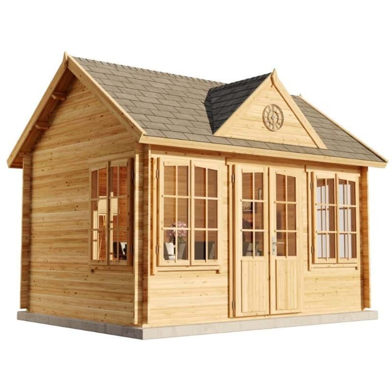 Gartenhaus clockhouse® 28 Gartenhaus aus Holz in Pinie, Holzhaus mit 28 mm Wandstärke, Blockbohlenhaus mit Montagematerial - Alpholz