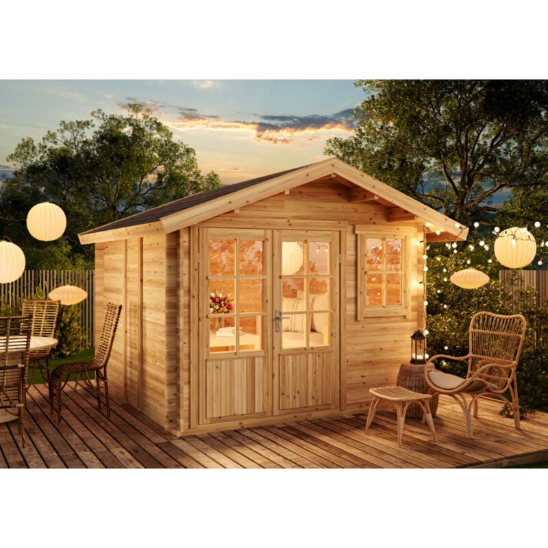 Gartenhaus Palermo Gartenhaus aus Holz, Holzhaus mit 28 mm Wandstärke, Blockbohlenhaus mit Montagematerial - Alpholz