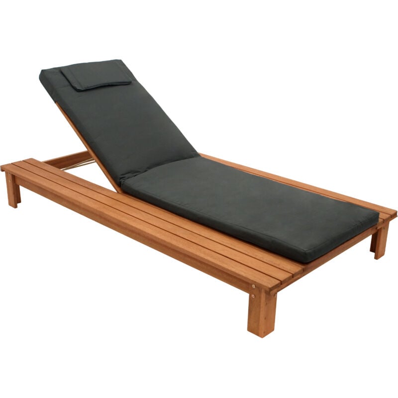 Degamo - Gartenliege cancun, Eukalyptus geölt, mit Auflage dunkelgrau, FSC®-zertifiziert