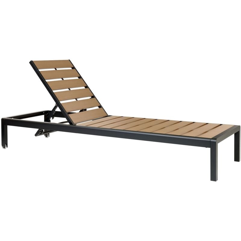 Gartenliege Hellbraun Kunstholz und Aluminium Verstellbar Holzoptik Modern Terrasse Balkon Ausstattung Möbel