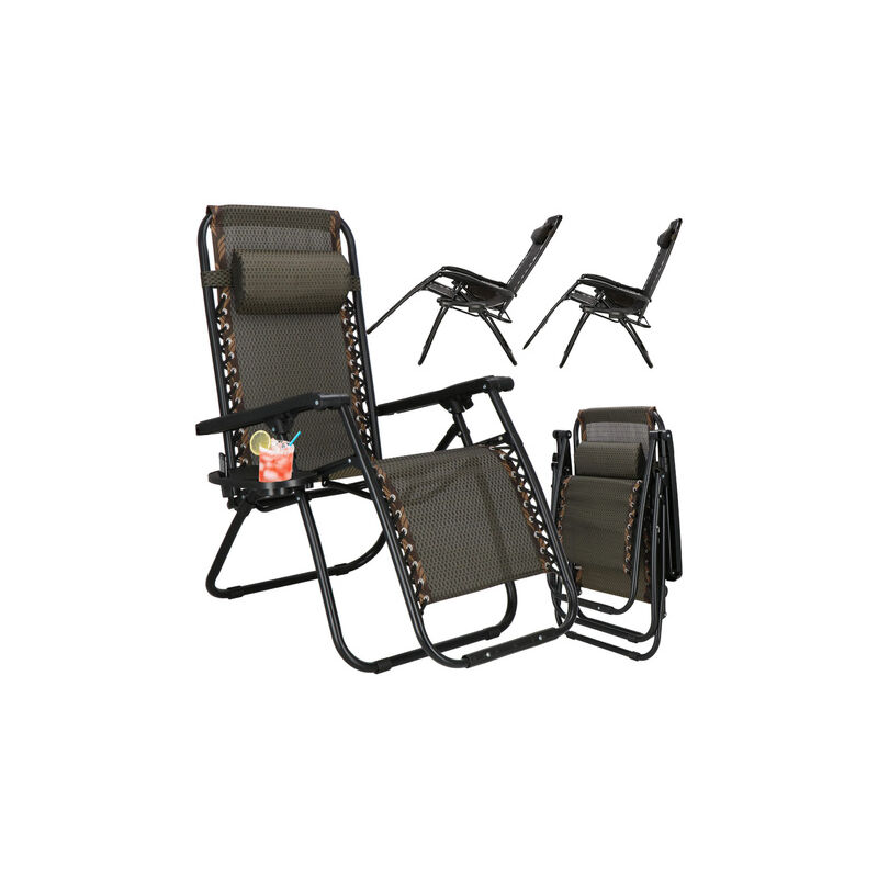 Gartenliege in beige-brauner Zero-Gravity