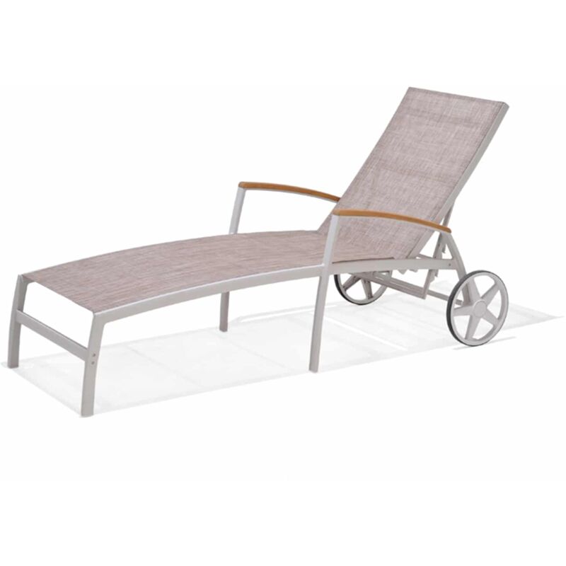 Gartenliege Multipositionen Chillvert Imperia Holz und Aluminium 180,40x77,60x102,90 cm Beige