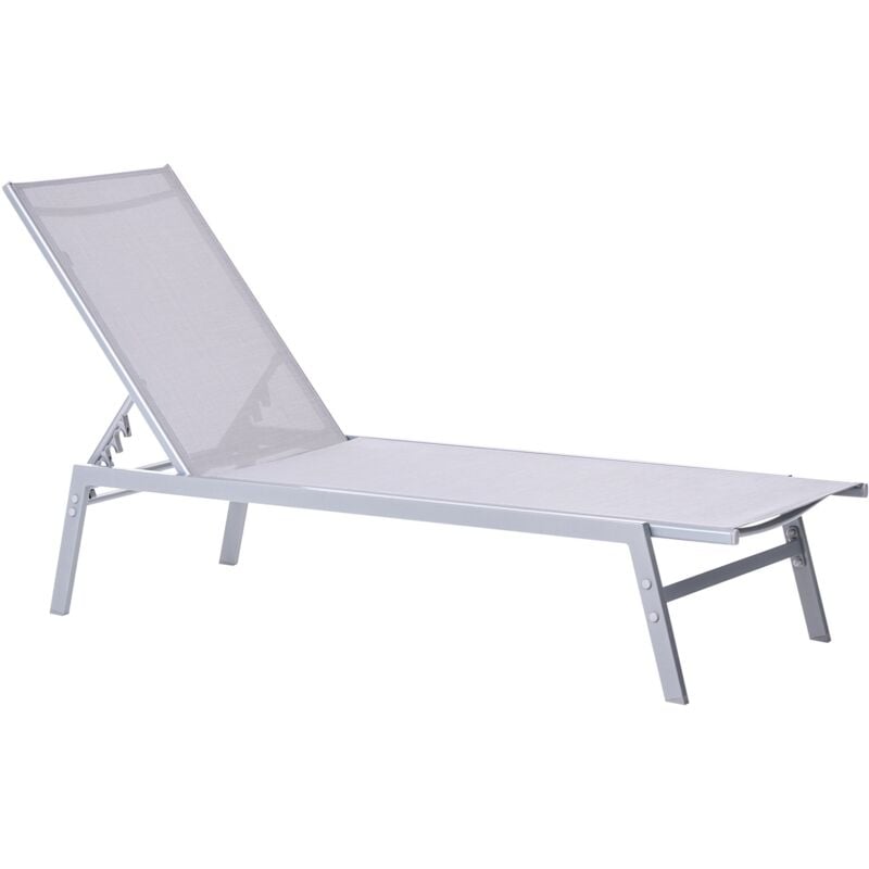 Gartenliege Grau Stahl Polyester verstellbare Rückenlehne modern Garten Terasse Balkon