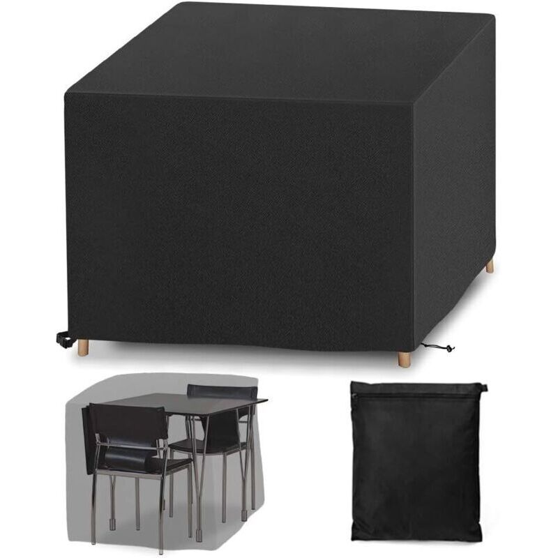 Gartenmöbel-Abdeckung 100x100x74cm Oxford Schwarz Gartentisch-Abdeckung Schutzhülle für Tisch und Stühle Outdoor-Gartenmöbel Wasserdicht Winddicht
