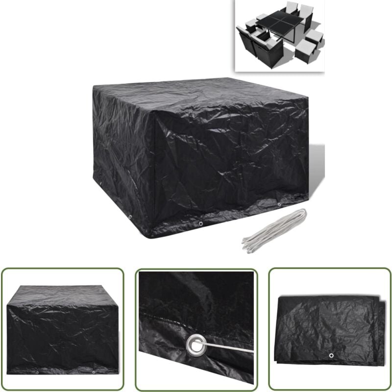 The Living Store Gartenmöbel-Abdeckung 8 Ösen 113x113x73 cm - Gartenmöbel Abdeckung - Gartenmöbel Schutzhülle - Gartenmöbel Abdeckplane - Gartenmöbel