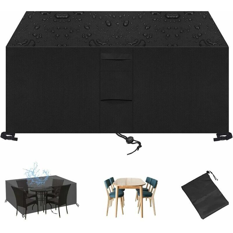 Gartenmöbel-Abdeckung Gartenmöbel-Abdeckung, 420D Gartenmöbel-Abdeckung, wasserdicht, winddicht, atmungsaktiv, staubdicht und UV-beständig - Schwarz:
