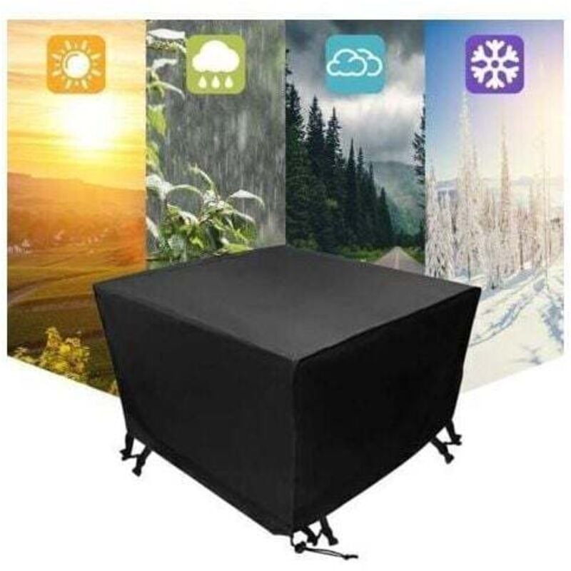 Gartenmöbel-Abdeckung, große Schutzhülle für quadratische Gartenmöbel 120x120x74cm Schwarz