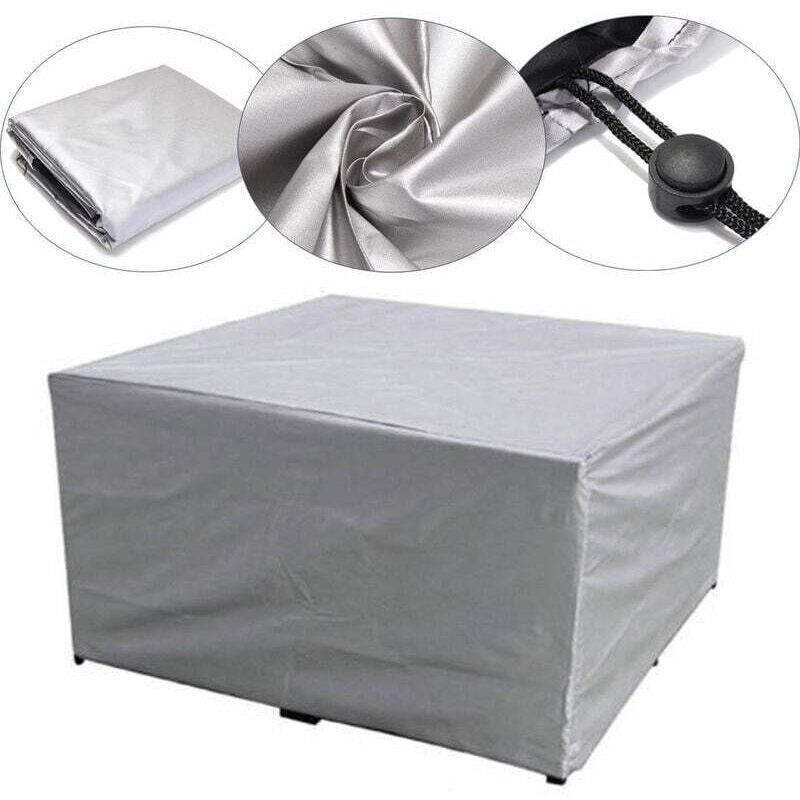 Gartenmöbel-Abdeckung Outdoor-Tischabdeckung Wasserdichte Polyester-Schutzhülle für Gartenmöbel Silber 140x140x90
