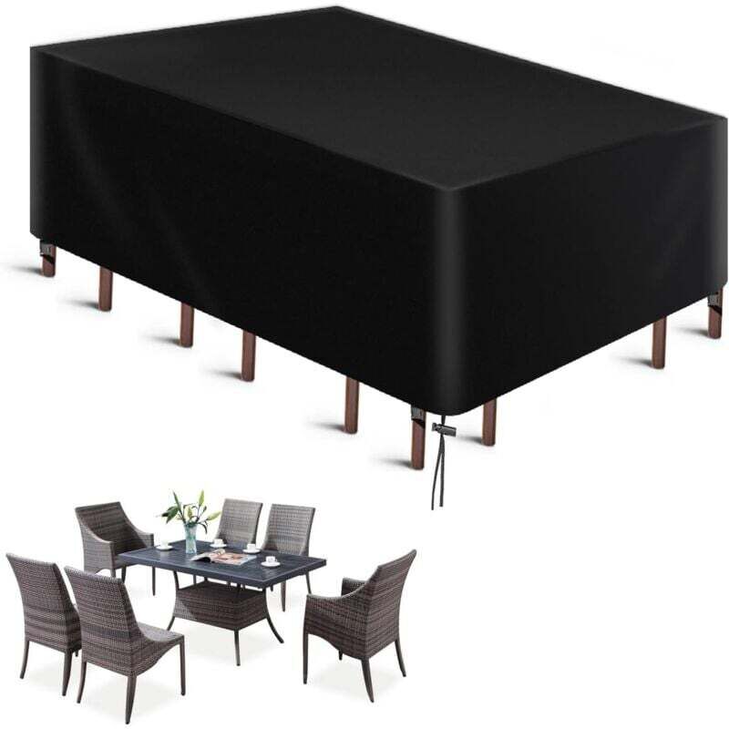 Gartenmöbel-Abdeckung, rechteckige Gartentisch-Abdeckung, Möbel-Schutzhülle, wasserdichte Anti-UV-Gartenmöbel-Plane, 210D PVC-Oxford-Gewebe,