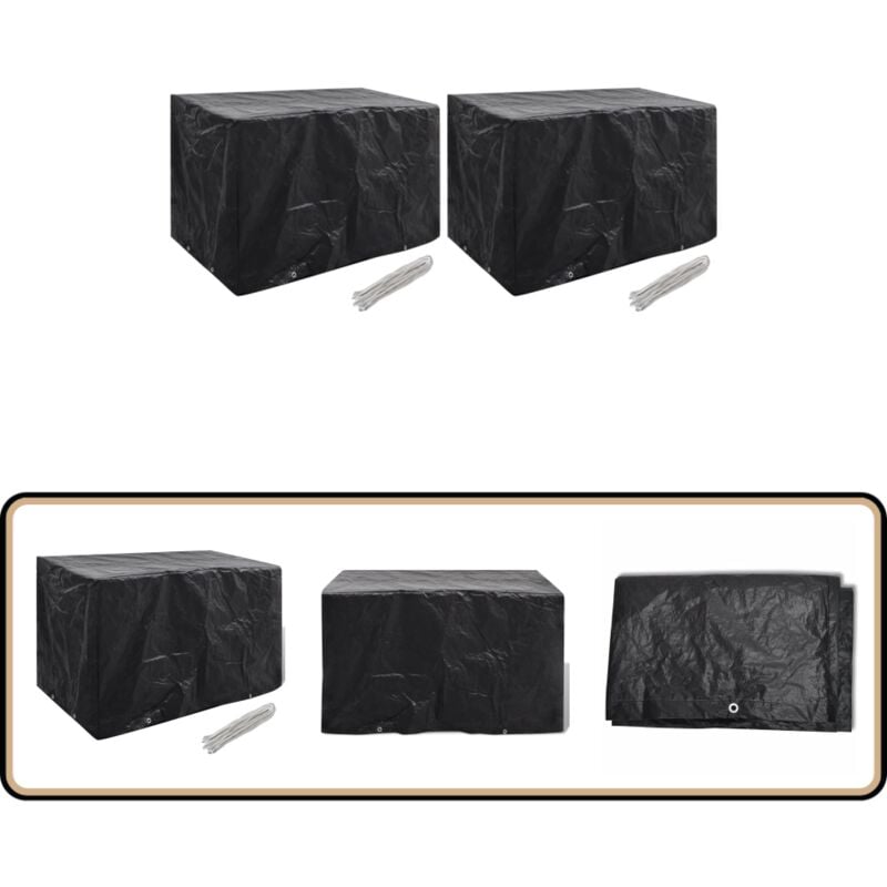 Gartenmöbel-Abdeckungen 2 Stk. 8 Ösen 140x70x90 cm - Gartenmöbel Abdeckung - Gartenmöbel Schutzhülle - Rattan Möbelschutz - Wetterfeste Abdeckung