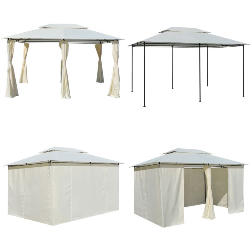 Gartenpavillon mit Gardinen 4x3 m Weiß - Gartenpavillon - Outdoor Pavilion - Sonnenschutz - Partyzelt - Feierzelt - Home & Living