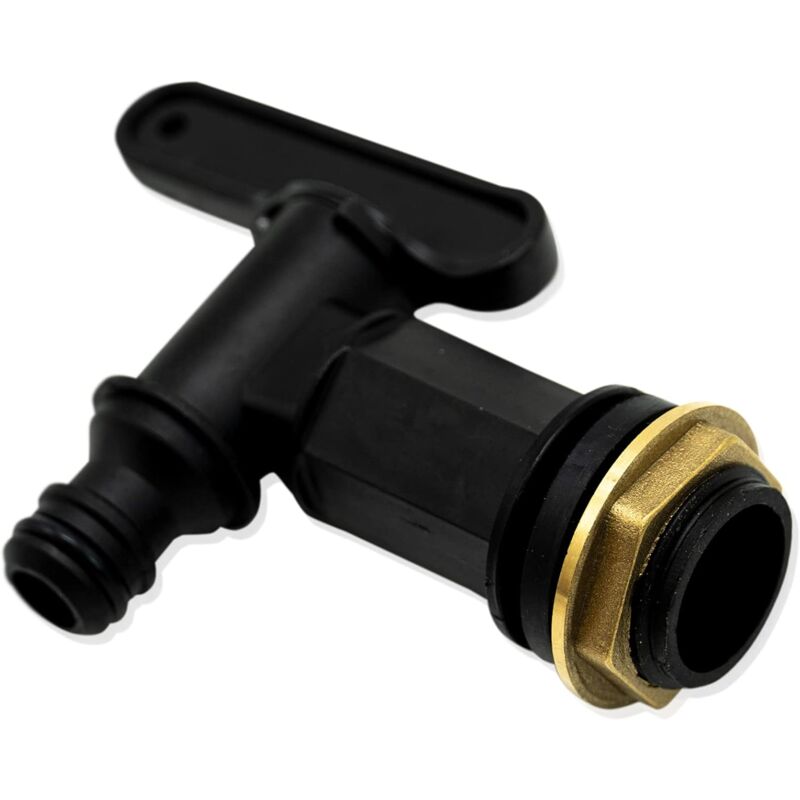 Ersandy - Gartenschlauch-Wasserhahn für Regentonne/¾ BSP-Gewinde, Ersatz-Wasserhahn, Schnapp-Kunststoff-Anschluss, selbstgebrautes Bier