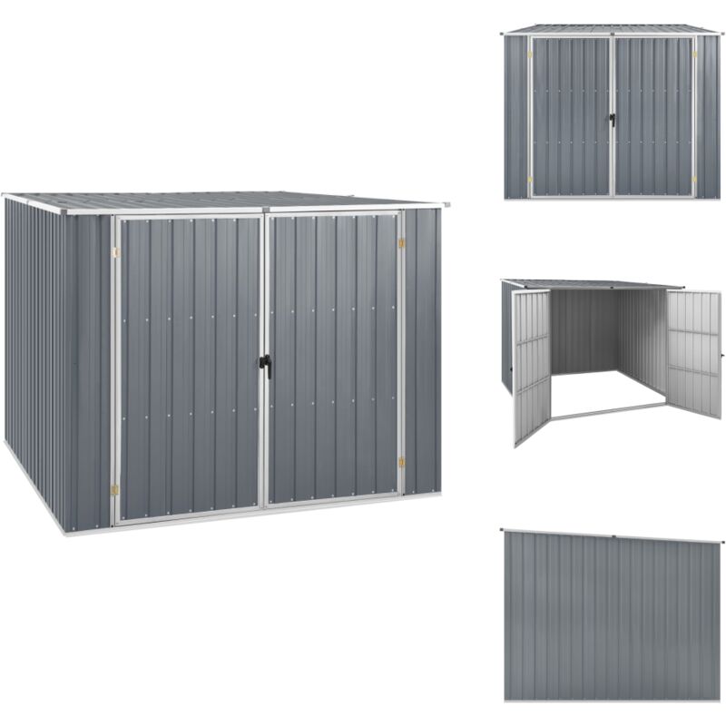 Gerätehaus Grau 195x198x159 cm Verzinkter Stahl - Gartenschuppen - Gerätehaus - Stahltankstelle - Werkzeuglager - Außenaufbewahrung