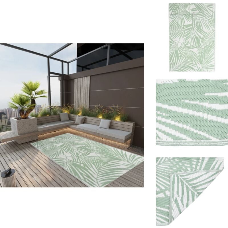 Outdoor-Teppich arakil Grün 160x230 cm pp - Außenbereich Dekoration - Terrasse Teppich - Balkon Teppich - Garten Teppich - Polypropylen Teppich