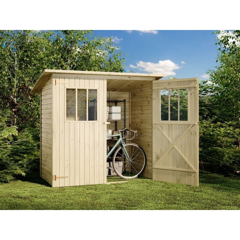 Alpholz Gerätehaus Zimowit 14 Gerätehaus aus Holz, Geräteschrank mit 14 mm Wandstärke, Gartenhaus mit Montagematerial