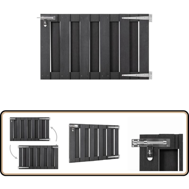 Vidaxl - Gartentor wpc 100 x 60 cm Grau - Gartentor - wpc Tor - Graues Tor - Zaun - Sichtschutz