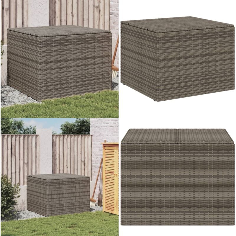 Gartentruhe Grau 291L Poly Rattan - Gartenbox - Auflagenbox - Gartenmöbel - Outdoor Box - Rattan Gartenmöbel - Home & Living
