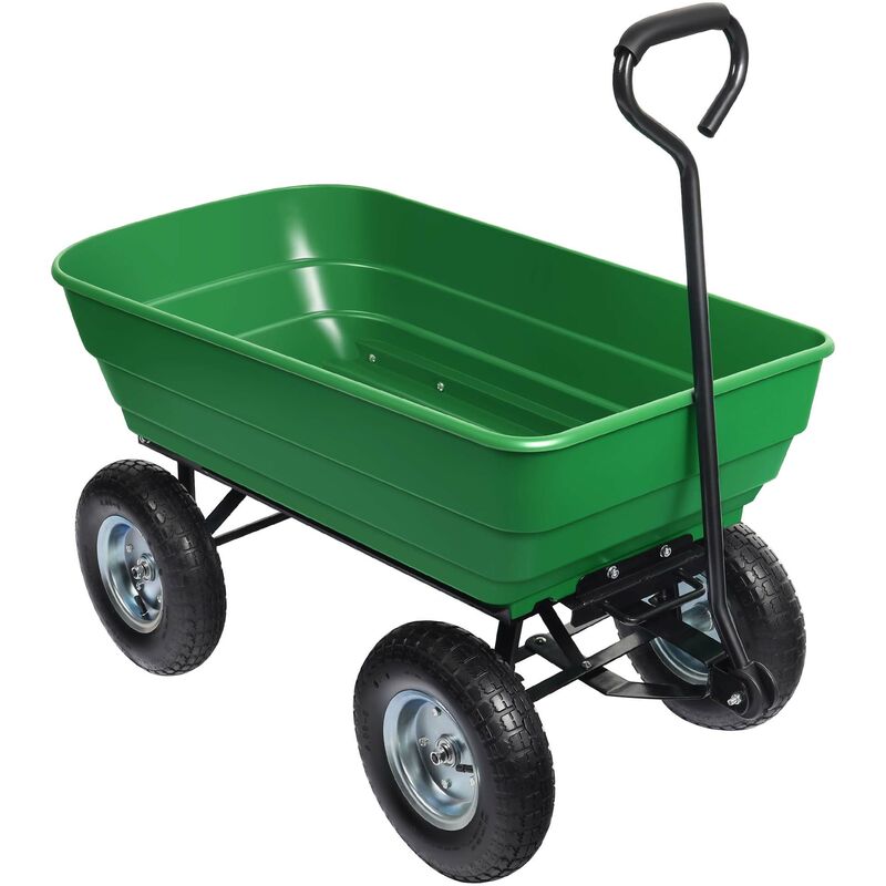 Gartenwagen mit Kippfunktion bis 350 kg, Handwagen mit 125 l Volumen, Bollerwagen für Gartenarbeit, Handkarren für u. a. Rasen, Kies, Schlamm - Wiltec