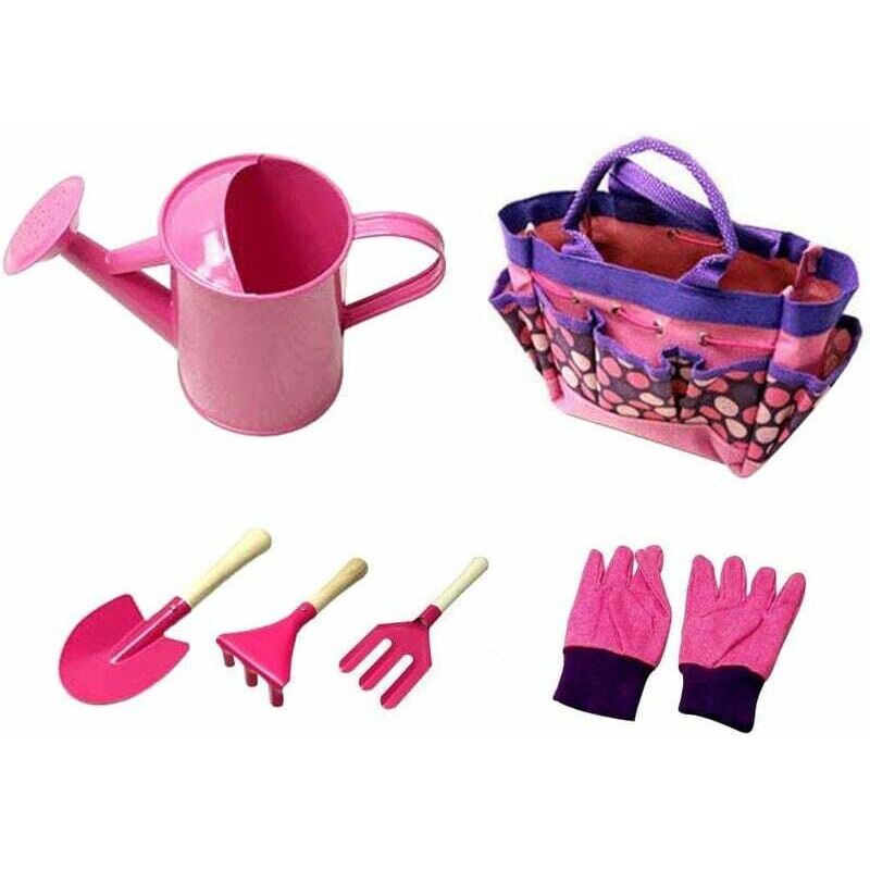 Gartenwerkzeug-Set für Kinder, Gartenset für draußen, für Kinder, Gartenwerkzeuge für Kinder (Pink)
