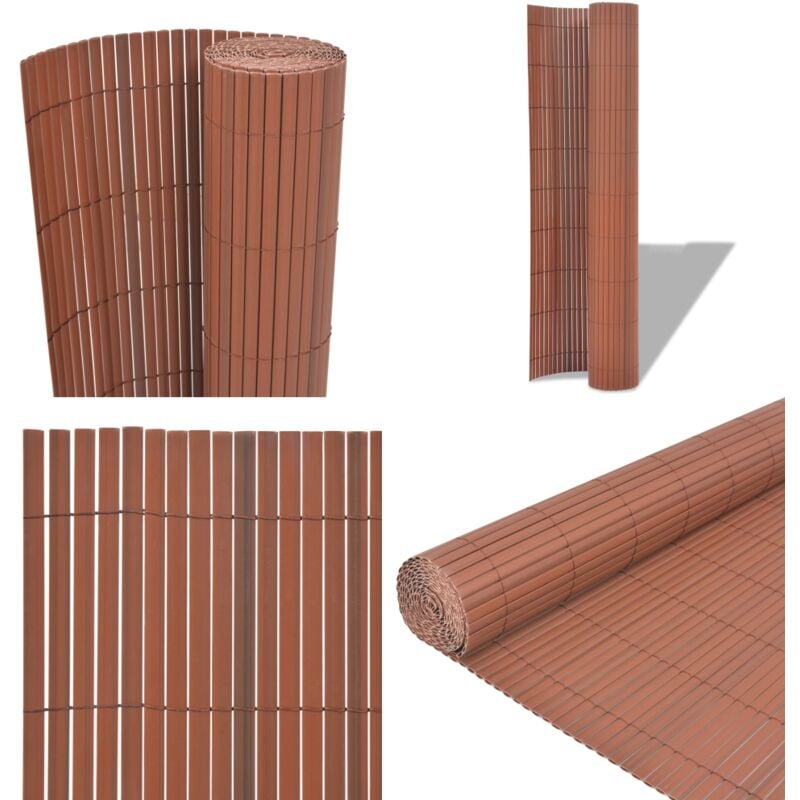 Vidaxl - Gartenzaun Doppelseitig pvc 90 x 500 cm Braun - Gartenzaun - PVC-Zaun - Brauner Zaun - Weidezaun - Pflanzenabtrennung - Home & Living