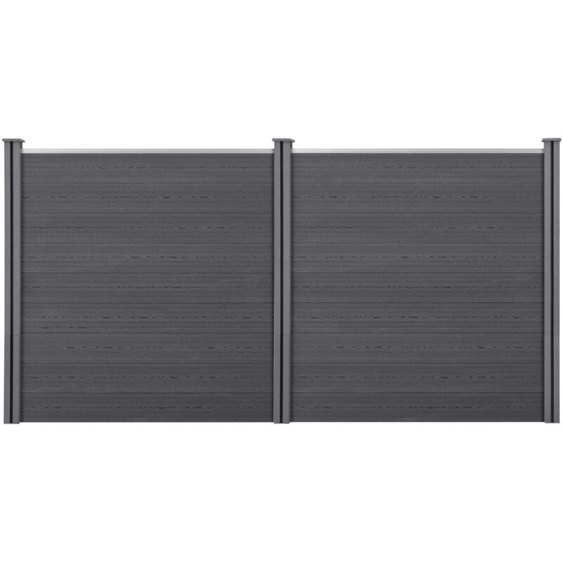 Gartenzaun Getafe WPC mit Pfosten 183x357 cm Grau neu.holz