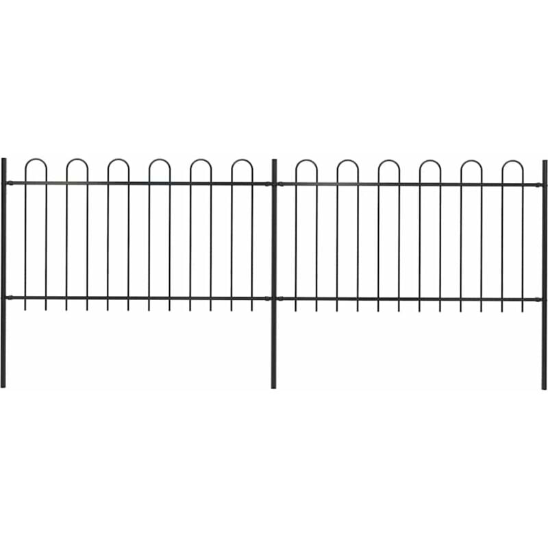 Gartenzaun mit Bügel-Design Stahl 3,4 x 1 m Schwarz - Vidaxl