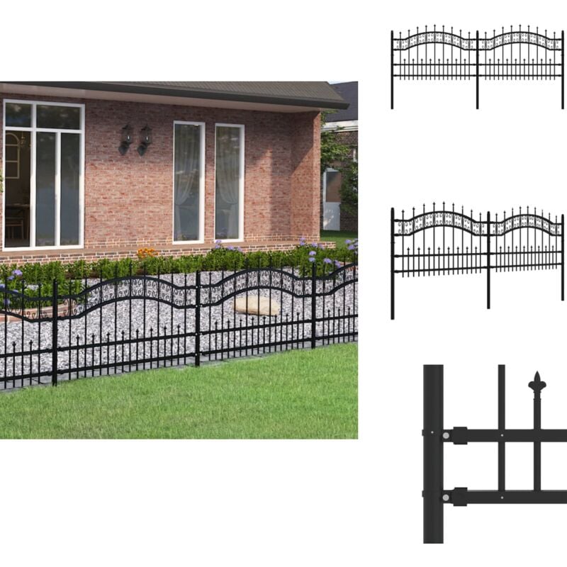 Gartenzaun mit Speerspitzen Schwarz 115 cm Stahl - Gartenzaun - Stahlezaune - Metallzaun - Sicherheitszaun - Gartenabgrenzung