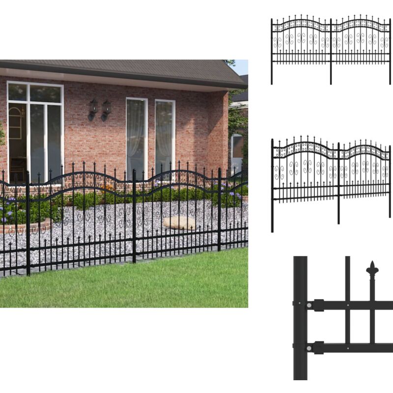 Gartenzaun mit Speerspitzen Schwarz 140 cm Stahl - Gartenzaun - Stahlezaune - Metallzaun - Sicherheitszaun - Zierzaun