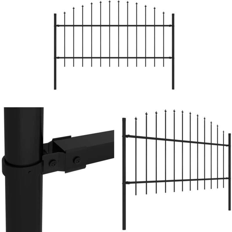 Gartenzaun mit Speerspitzen Stahl (1 - 1,25) x 1,7 m Schwarz - Gartenzaun - Stahltür - Metallzaun - Zaunsystem - Gartenabgrenzung - Home & Living