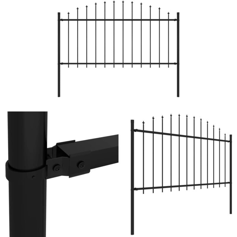 Gartenzaun mit Speerspitzen Stahl (1,25 - 1,5) x 1,7 m Schwarz - Gartenzaun - Stahlezaunt - Metallzaun - Zaunelement - Sicherheitszaun - Home & Living