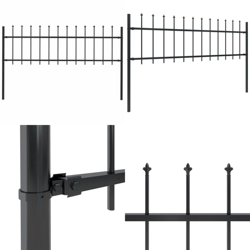 Gartenzaun mit Speerspitzen Stahl 1,8 m Schwarz - Gartenzaun - Metallzaun - Stacheldrahtzaun - Sicherheitszaun - Gartenabgrenzung - Home & Living