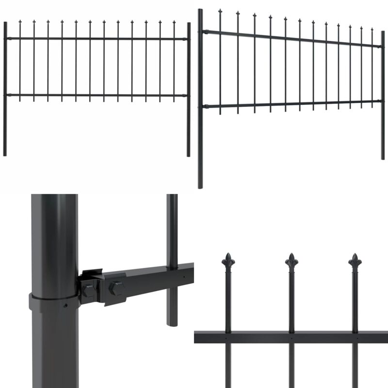 Gartenzaun mit Speerspitzen Stahl 1,8 m Schwarz - Gartenzaun - Stahlezaunt - Metallzaun - Zierzaun - Schutzzaun - Home & Living