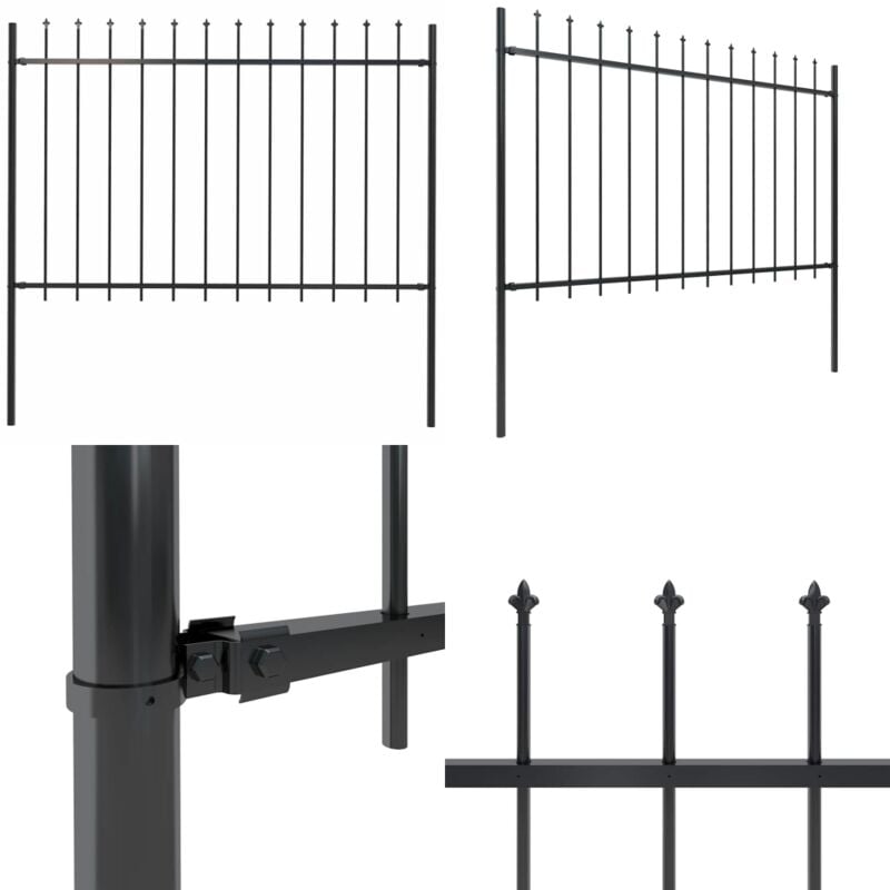 Gartenzaun mit Speerspitzen Stahl 1,8 m Schwarz - Gartenzaun - Stahlezaunt - Metallzaun - Schwarz - Zierzaun - Home & Living