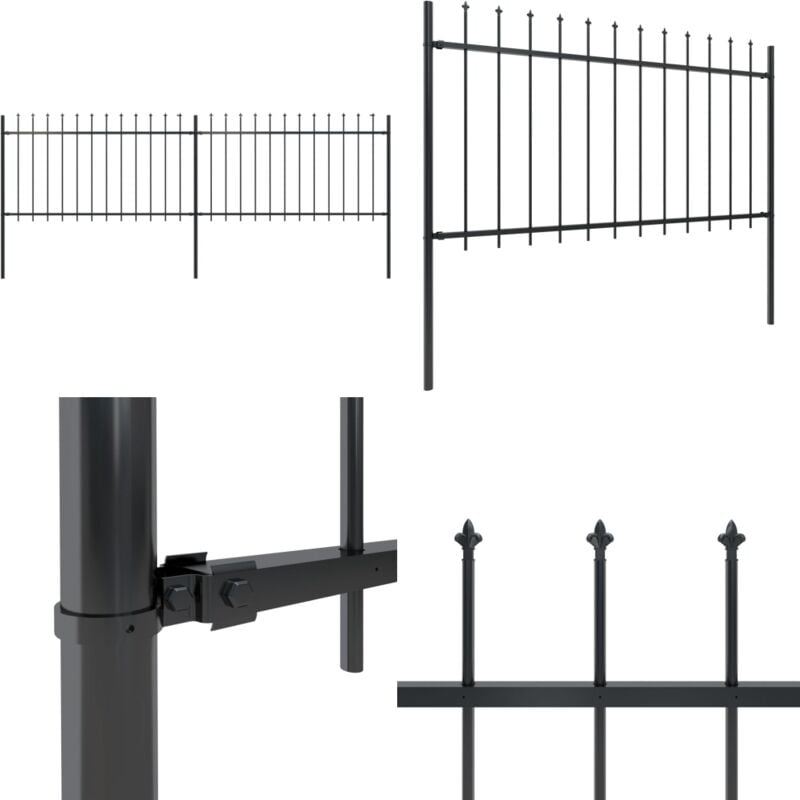 Gartenzaun mit Speerspitzen Stahl 3,4 x 1 m Schwarz - Gartenzaun - Stahlezaunt - Metallzaun - Zierzaun - Sicherheitszaun - Home & Living
