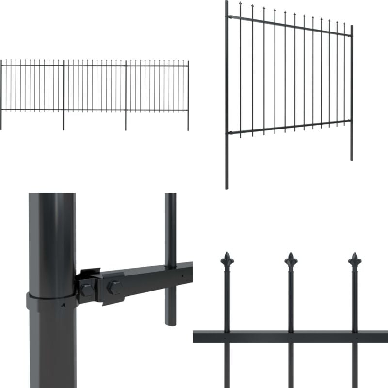 Gartenzaun mit Speerspitzen Stahl 5,1 x 1,5 m Schwarz - Gartenzaun - Stahltür - Metallzaun - Sicherheitszaun - Zierzaun - Home & Living