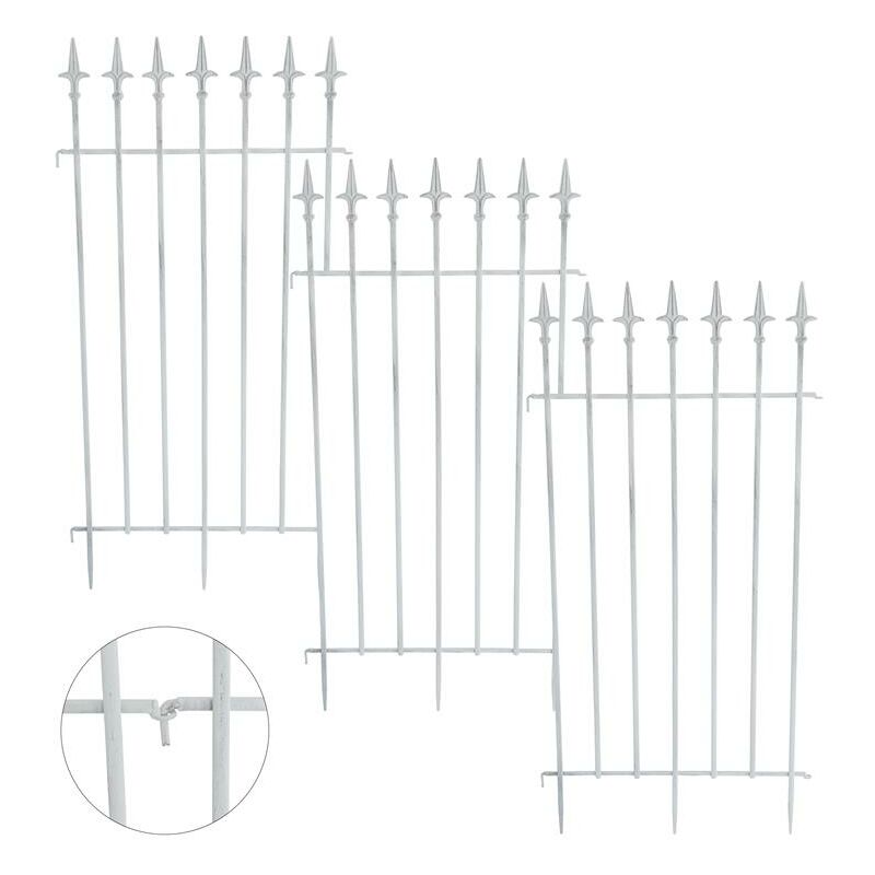 Estexo - Gartenzaun Rankzaun Rankgitter Eisen Spalier Metall Zaun Kletterhilfe Rankhilfe Antik-Weiß
