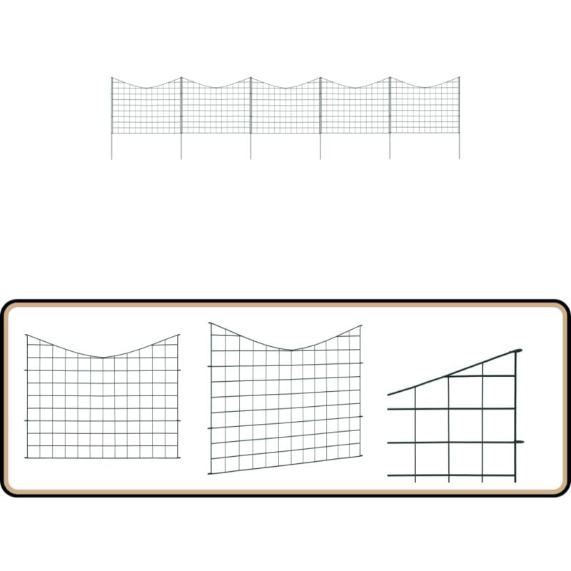 Gartenzaun Set Konkav 77,5x64 cm Grün - Teichzaun - Gartenzaun - Kinderzaun - Zierzaun - Begrenzung