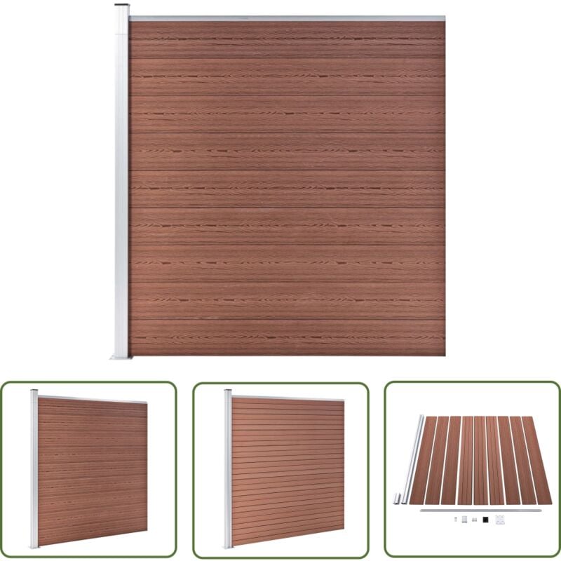 The Living Store Gartenzaun wpc 175x186 cm Braun - Holz-Zaun - Gartenzaun - WPC-Zaun - Privacy Screen - Zaunset