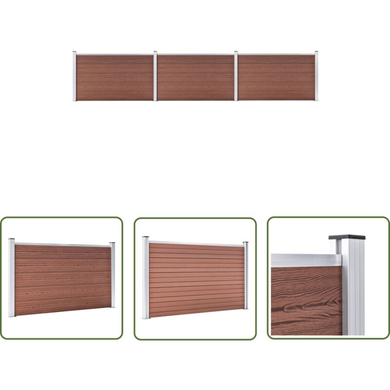 The Living Store Gartenzaun wpc 526x106 cm Braun - Gartenzaun - wpc Zaun - Holz-Kunstoff-Zaun - Brown Garden Fence - Terrasse Abgrenzung