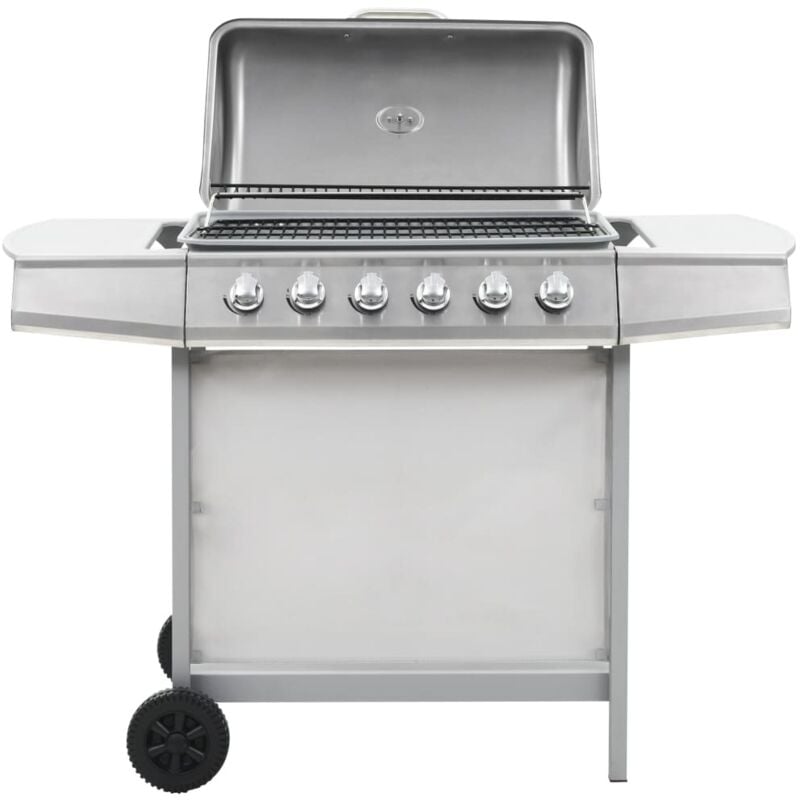Perle Rare - Gasgrill mit 6 Flammen Edelstahl Silbern vidaXL