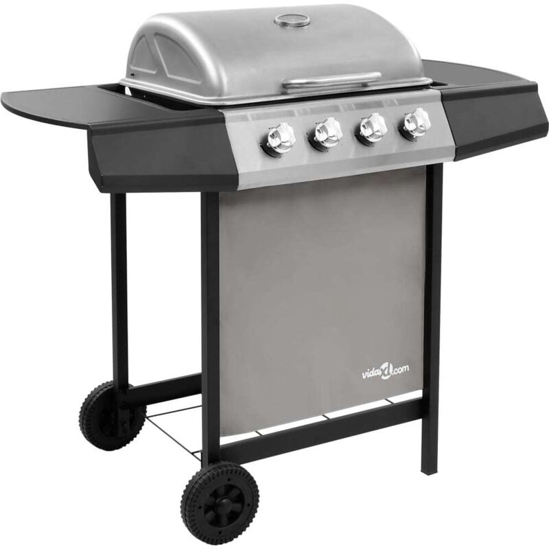 Gasgrill mit 4 Flammen Schwarz und Silbern vidaXL281737