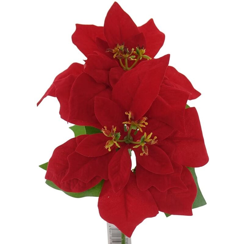 Gasper - Weihnachtsstern - Poinsettie Rot kurz mit 2 Brakteen 33 cm - Kunstblumen