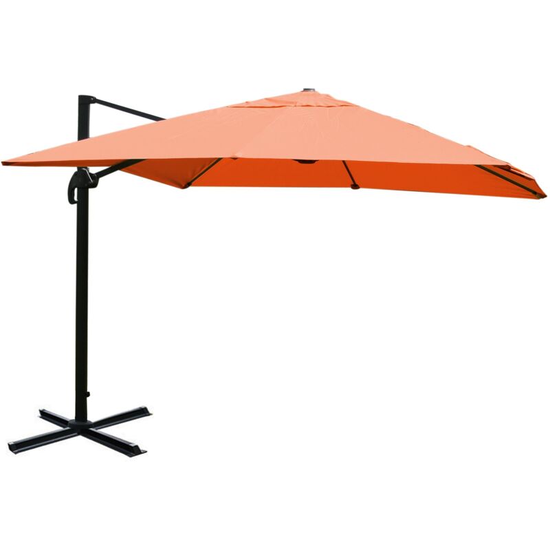 HHG - Gastronomie-Ampelschirm 239, Sonnenschirm 3x3m (Ø4,24m) Polyester Alu/Stahl 23kg terracotta ohne Ständer