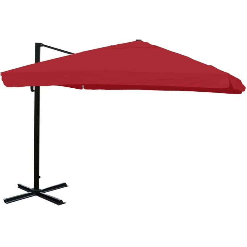 Gastronomie-Ampelschirm HHG-317, 3,5x3,5m (Ø4,95m) Polyester/Alu 25kg Flap, bordeaux ohne Ständer