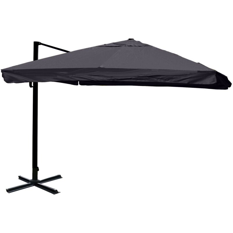 Gastronomie-Ampelschirm HHG-317, 3,5x3,5m (Ø4,95m) Polyester/Alu 25kg Flap, anthrazit ohne Ständer, drehbar