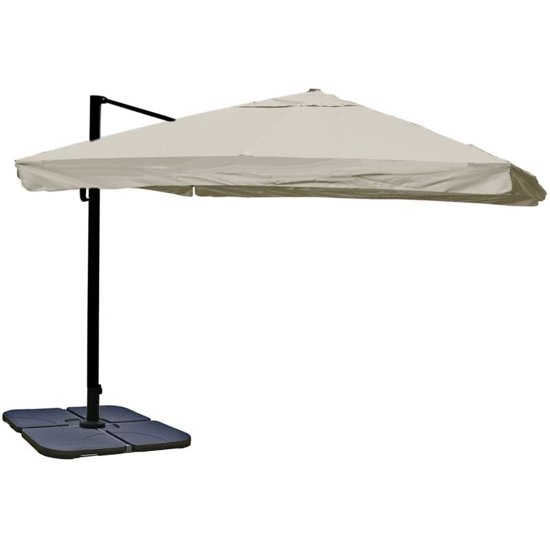 Gastronomie-Ampelschirm HHG-329, Sonnenschirm, 3x4m (Ø5m) Polyester/Alu 26kg Flap, creme-grau mit Ständer, drehbar