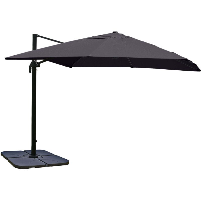Gastronomie-Ampelschirm HHG-329, Sonnenschirm, 3x4m (Ø5m) Polyester/Alu 26kg anthrazit mit Ständer, drehbar