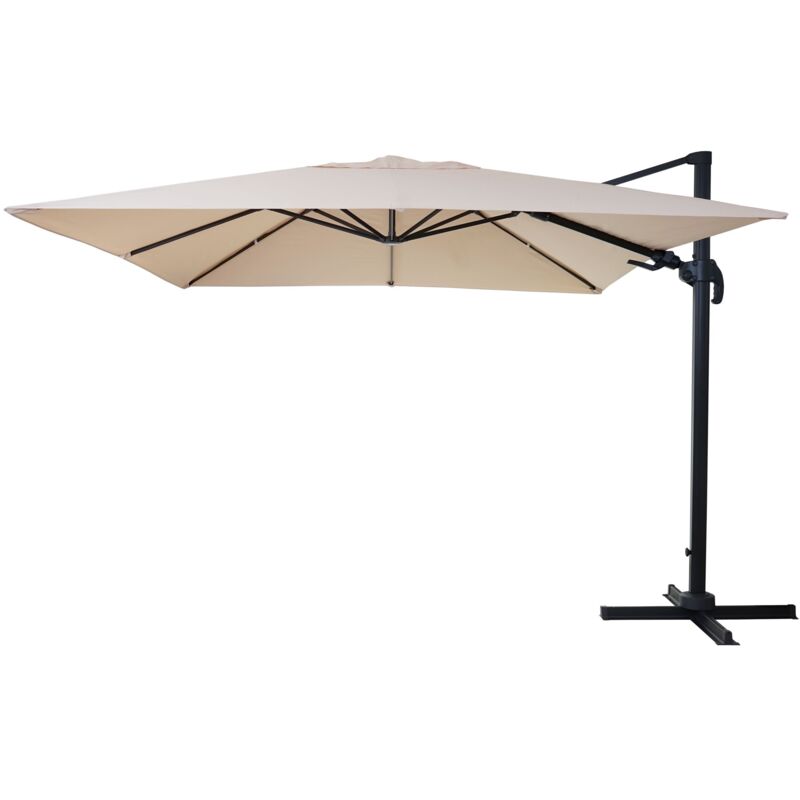 Gastronomie-Ampelschirm HHG 394, 3x3m (Ø4,24m) schwenkbar, Polyester Alu/Stahl 23kg creme ohne Ständer