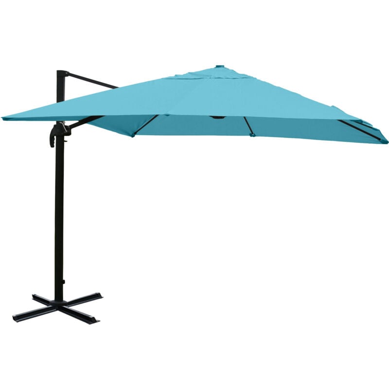 Gastronomie-Ampelschirm HHG 436, Sonnenschirm 3x3m (Ø4,24m) Polyester Alu/Stahl 23kg türkis ohne Ständer, drehbar