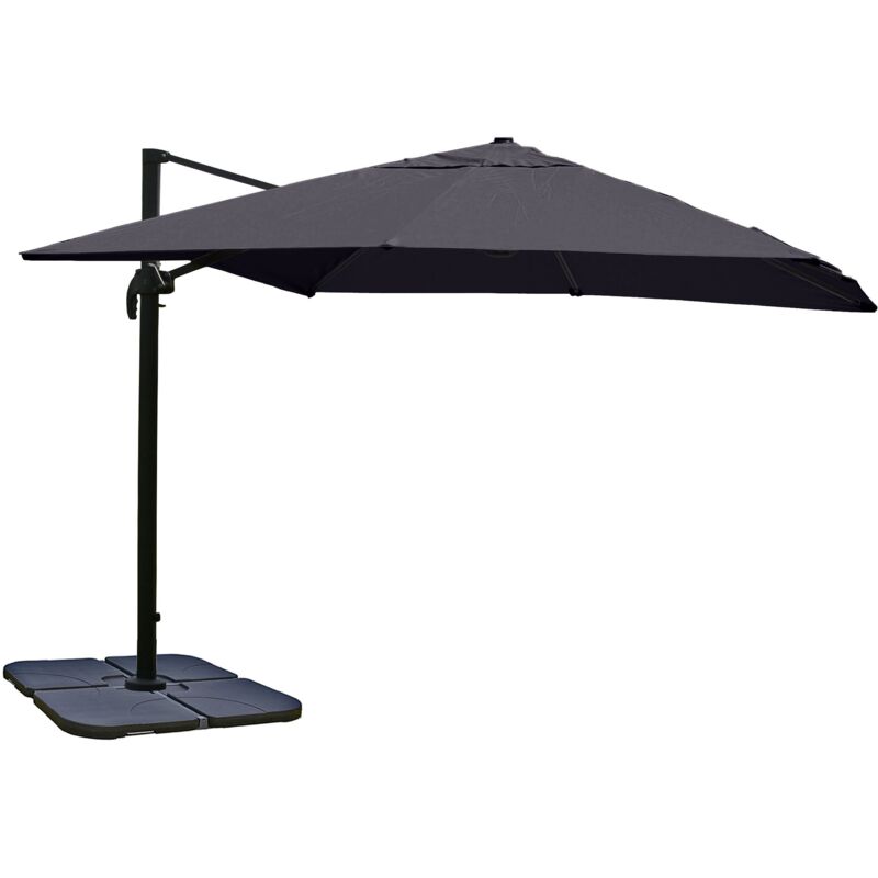 Gastronomie-Ampelschirm HHG 980, Sonnenschirm, 3x3m (Ø4,24m) Polyester/Alu 23kg anthrazit mit Ständer